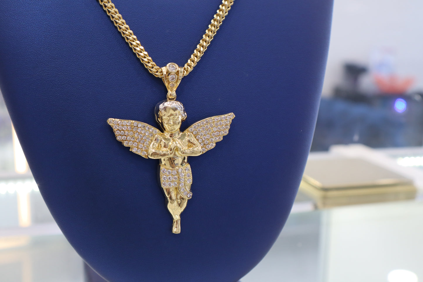 10K Franco Chain 24" with Angel Pendant