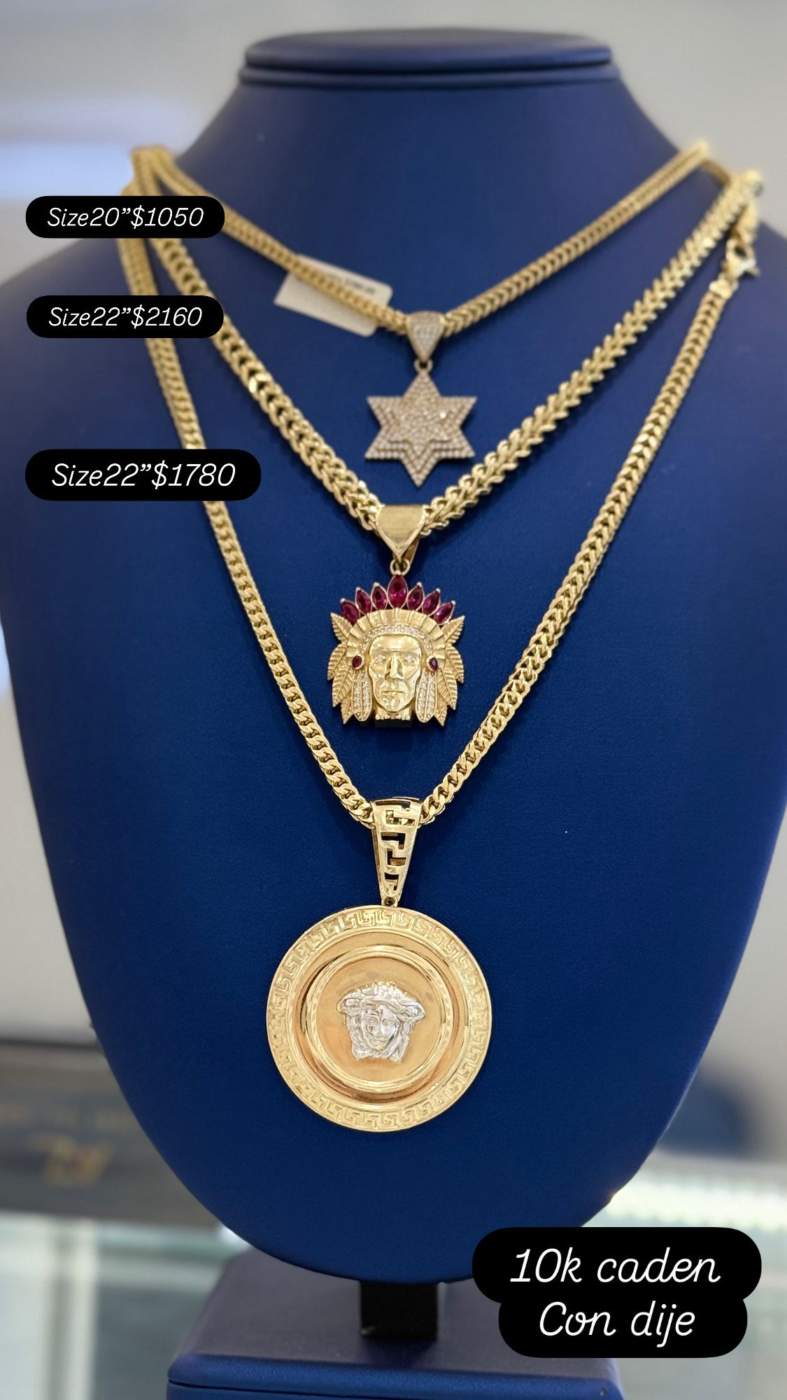 10K Gold Chain with Chief Pendant