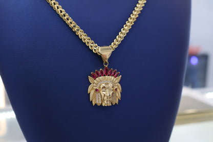 10K Franco Chain 24" with Chief Pendant