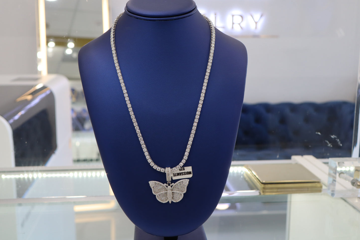 Silver 3mm & 22" Chain with Butterfly Pendant