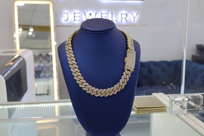 Silver with Moissanite 22mm & 22" Chain