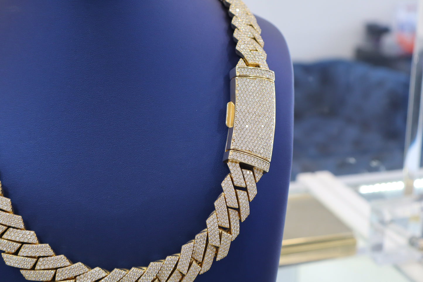 Silver with Moissanite 22mm & 22" Chain