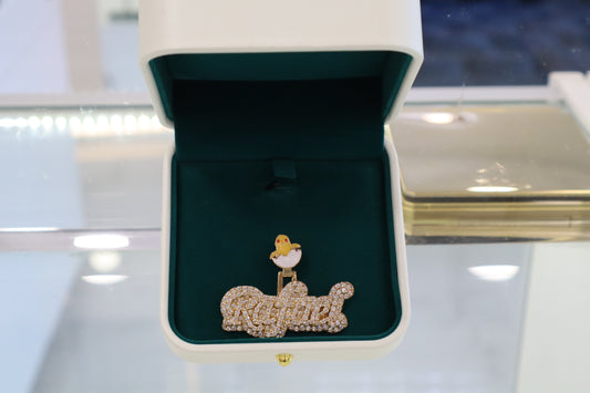 Custom Moissanite Name - 10K Custom Pendant